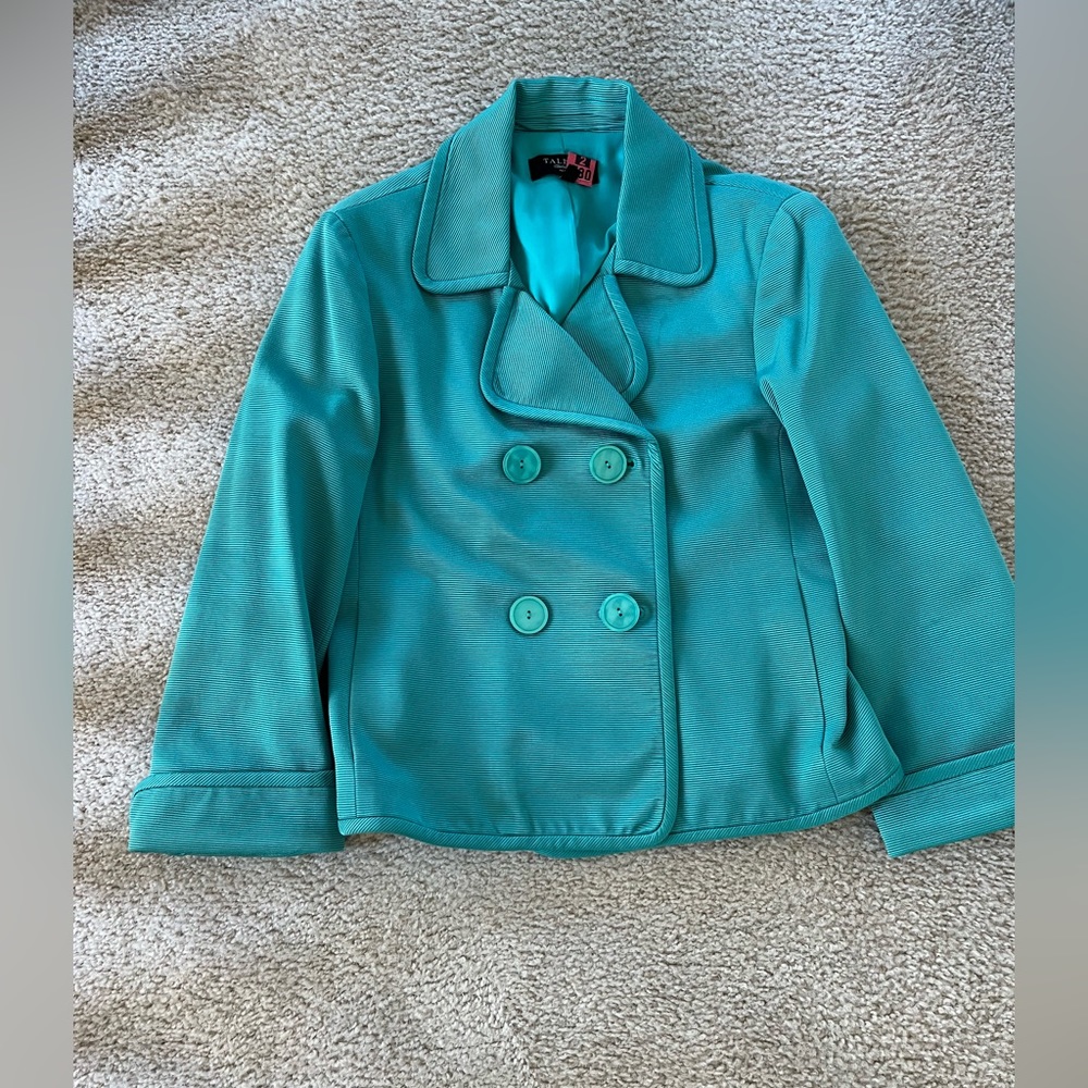 Talbots Double Breasted Blazer Green 10P